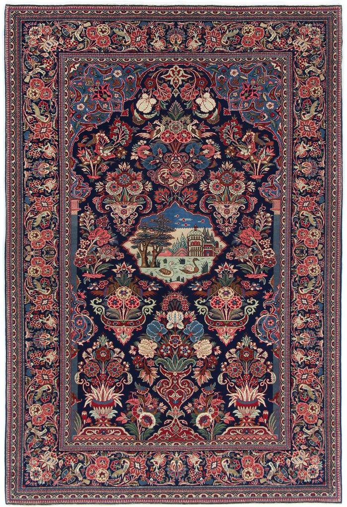 Kashan Tappeto 140x210 (Iran) Annodato A Mano