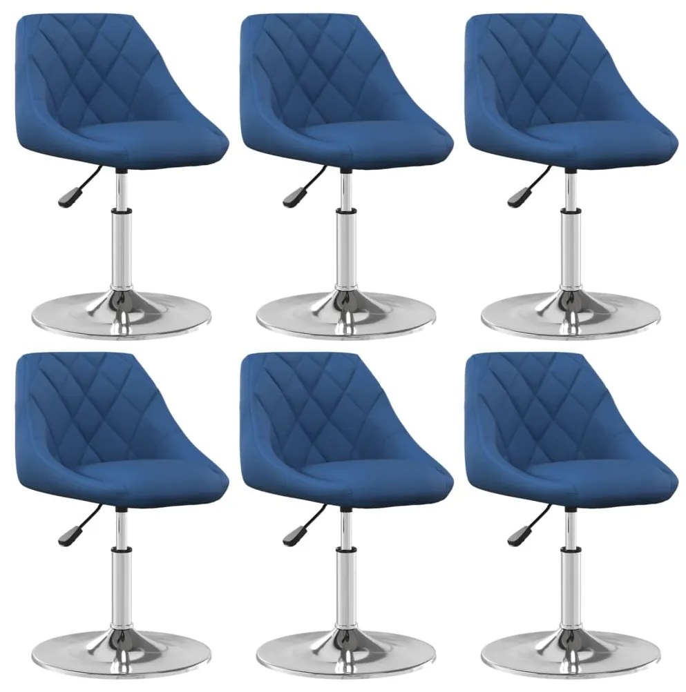 Sedie Da Pranzo Girevoli 6 Pz Blu İn Velluto /
