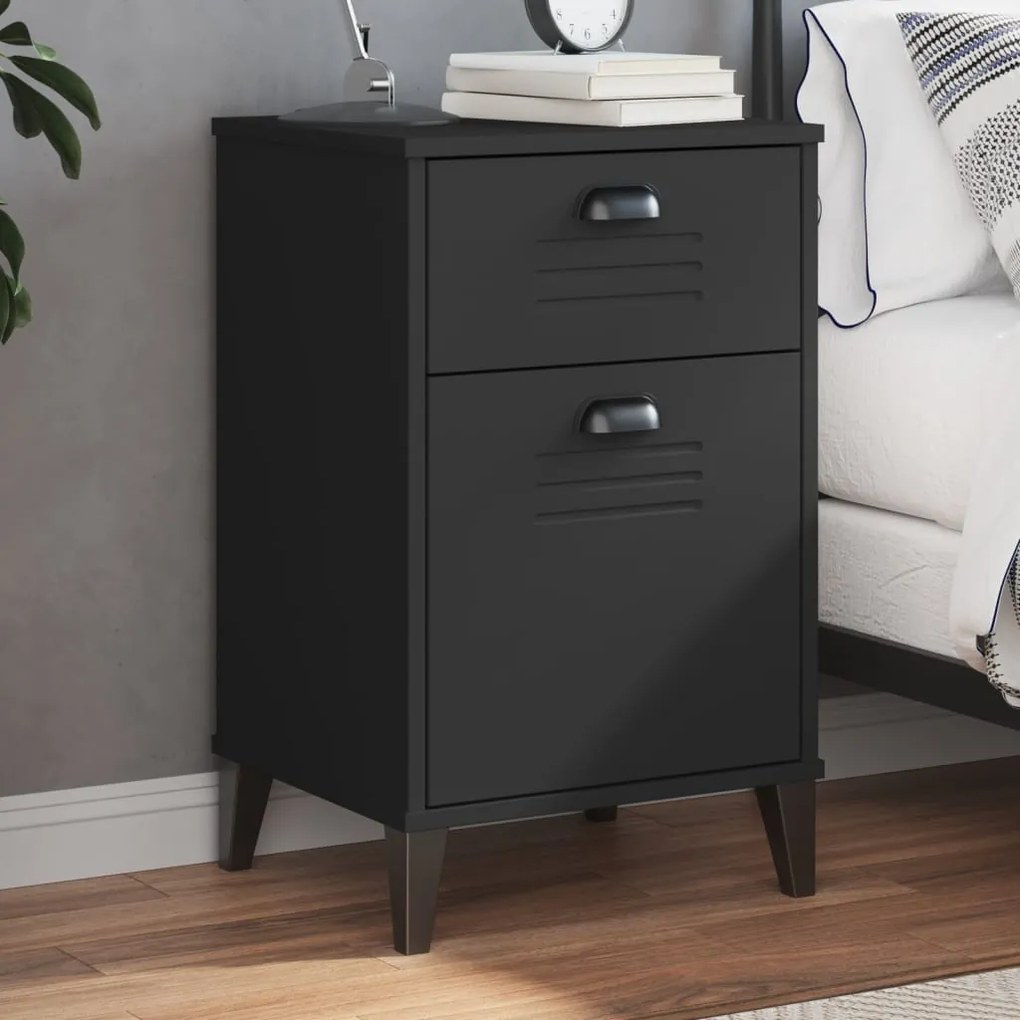 Comodino Vıken Nero İn Legno Multistrato /
