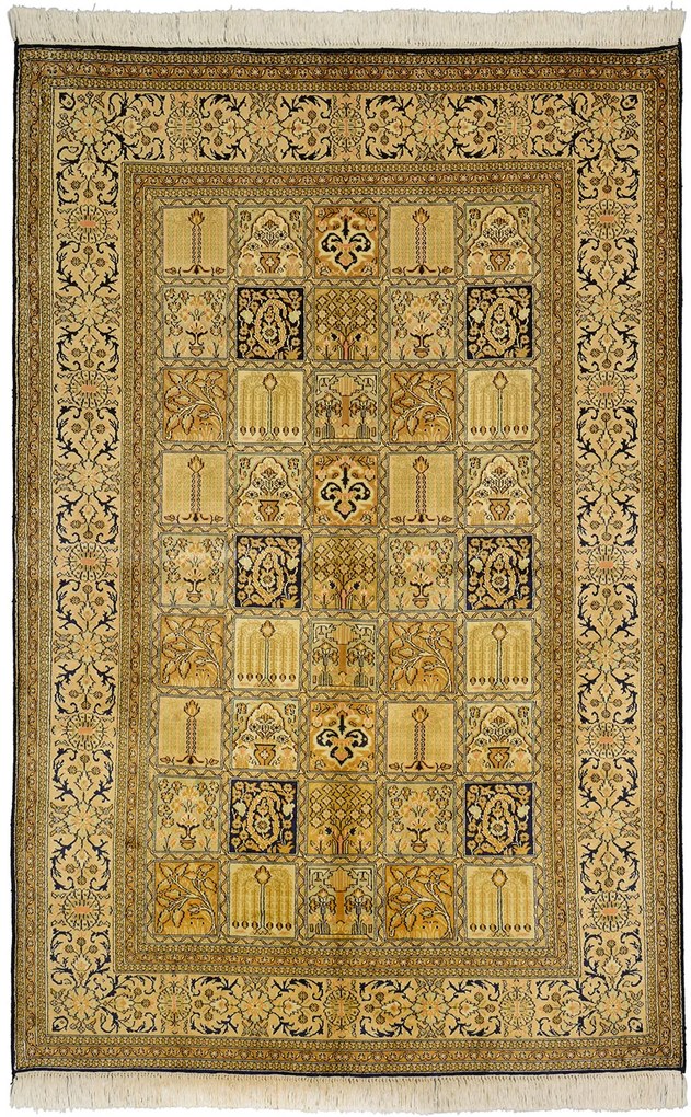 Cashmere Silk Tappeto 200x130 Beige (Indian) Annodato A Mano