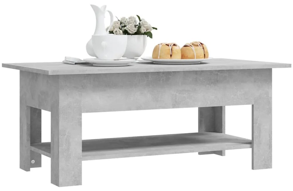 Tavolino da salotto grigio cemento 102x55x42 cm in truciolato