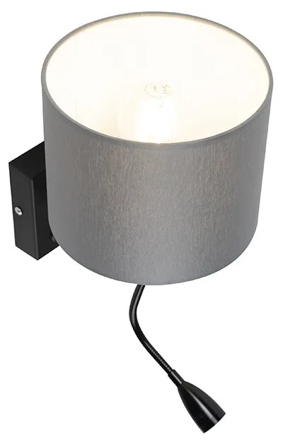 Applique moderna nera con paralume grigio - Brescia