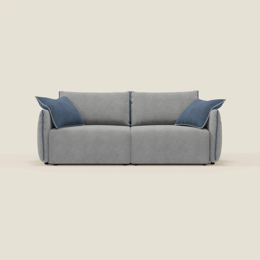 Flexar divano con sedute allungabili e schienale in piuma in morbido bouclé impermeabile T07 grigio - blu