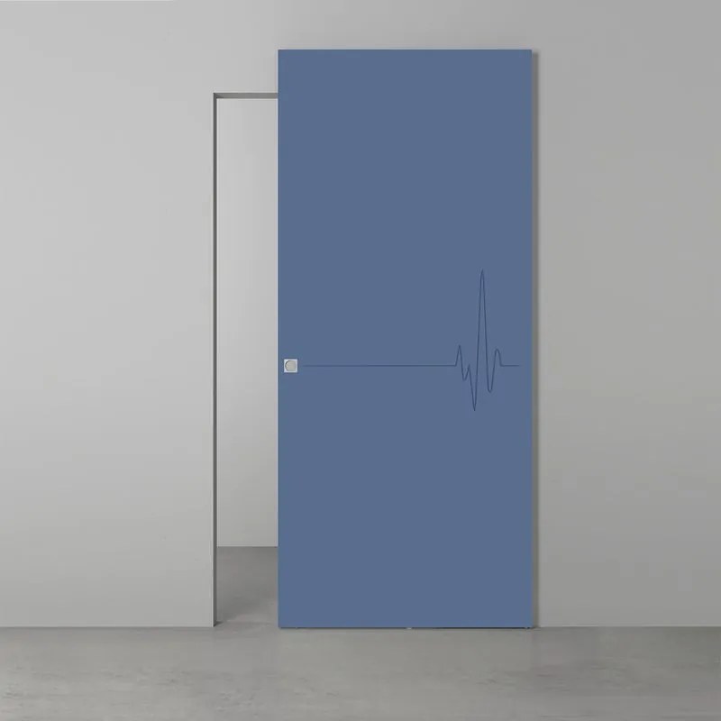 Porta scorrevole Heartbeat in legno blu, L 101 x H 230 cm, con binario Invisibile Sinistra