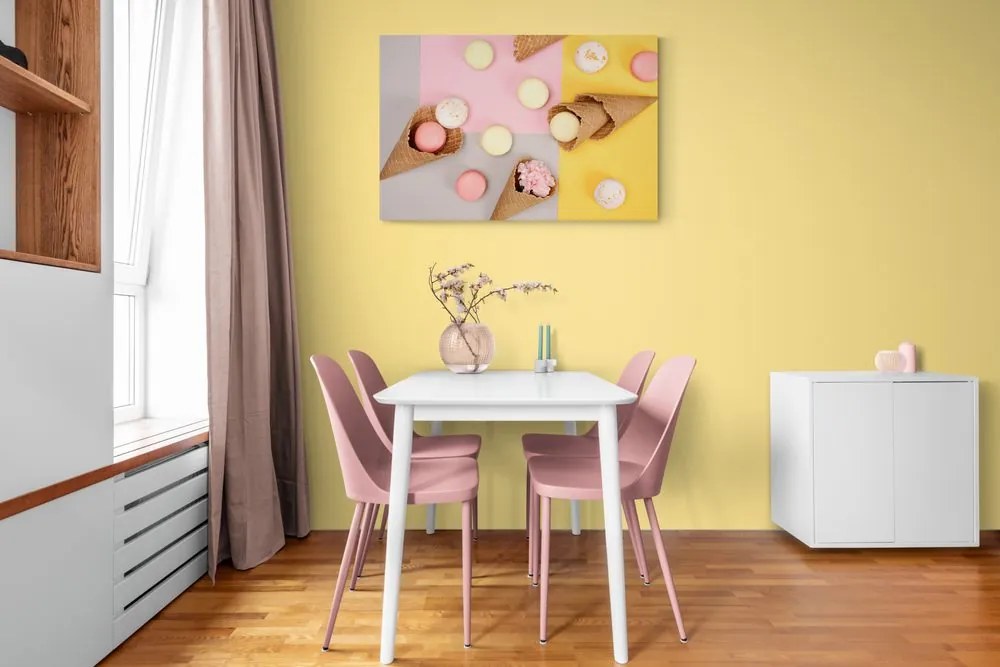 Stampa su tela – Macarons in cono