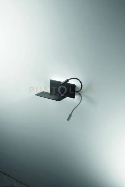 Applique da comodino flat a led destro nero 3000k 790lm 9w