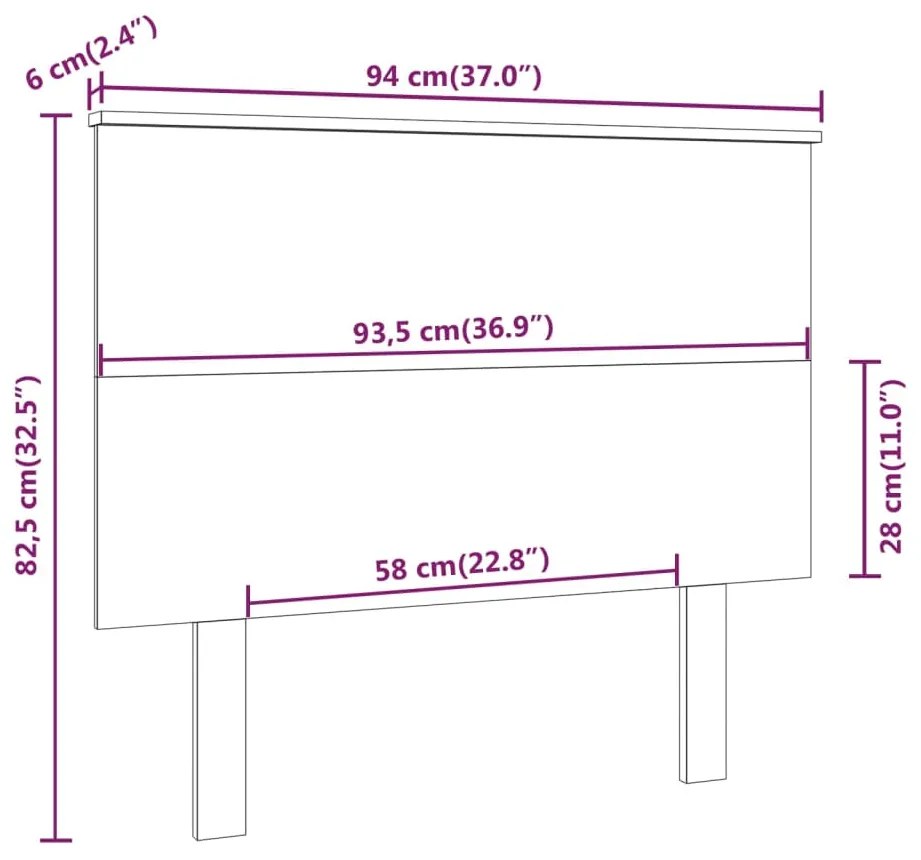 Testiera per Letto Bianca 94x6x82,5cm in Legno Massello di Pino