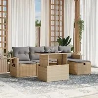 Set Divano da Giardino 6 pz con Cuscini Beige in Polyrattan 3274969