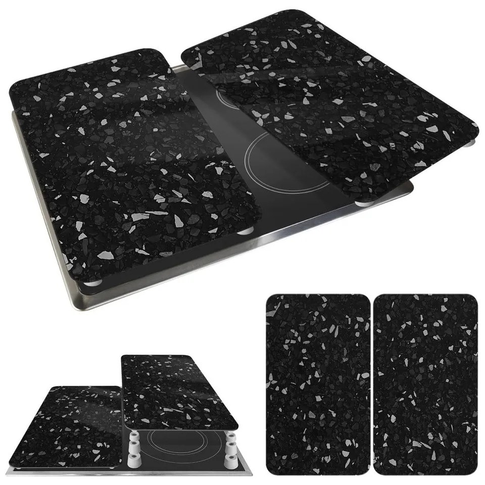 Set di 2 copri stufe in vetro nero Universal - Wenko