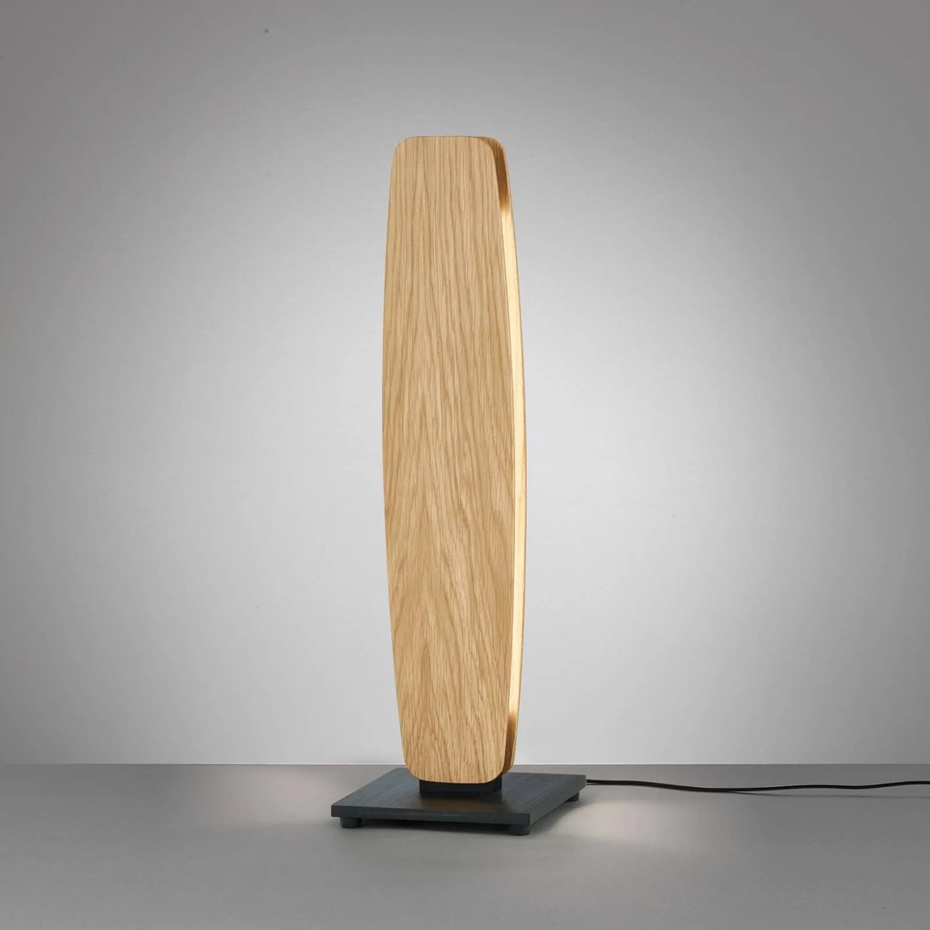 Lampada da tavolo LED Quitani Persida, altezza 50 cm, rovere, 2.700 K