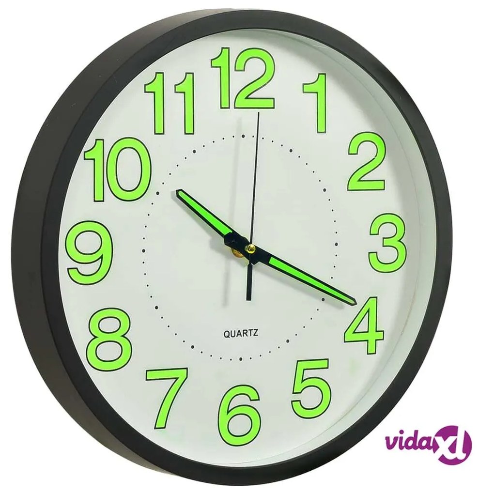 vidaXL Orologio da Parete Luminoso Nero 30 cm