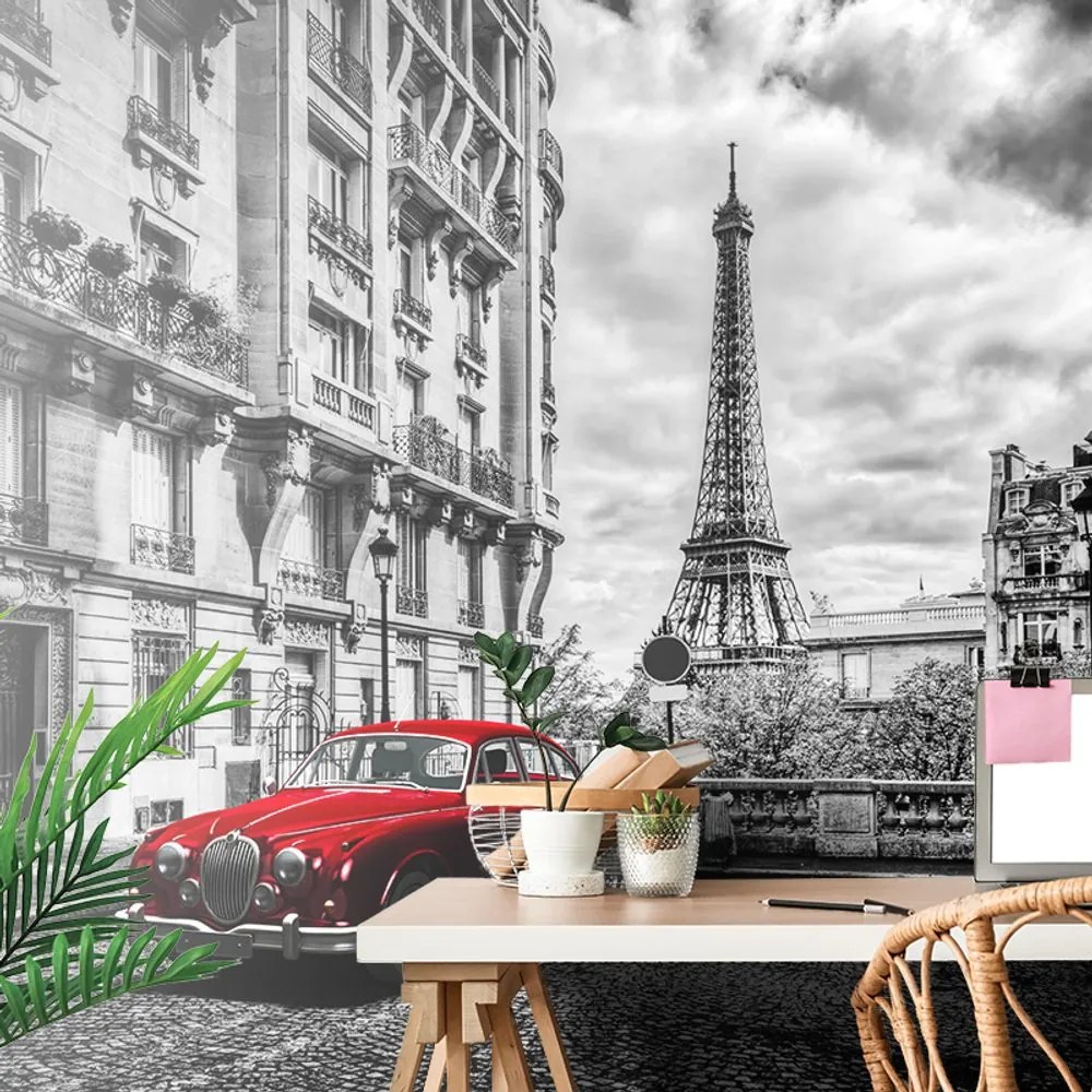 Carta da parati – Auto retrò rossa a Parigi