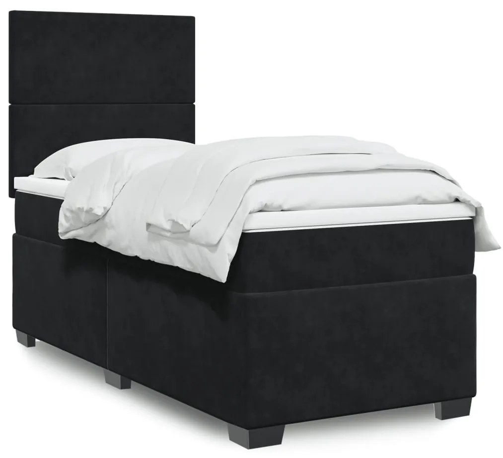 Giroletto A Molle Con Materasso Nero 80x200 Cm İn Velluto /