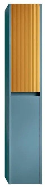 Colonna per mobile bagno Niwa 2 ante P 27 x L 30 x H 160 cm laccato opaco blu pacifico con vetro senape cannettato