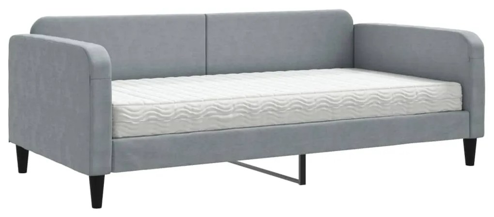 Divano letto con materasso grigio chiaro 100x200 cm in tessuto