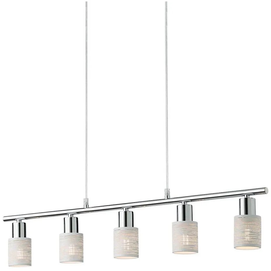 Redo 04-509 - Lampadario sospeso a cavo VERTIGO 5xE14/28W/230V cromo lucido/bianco
