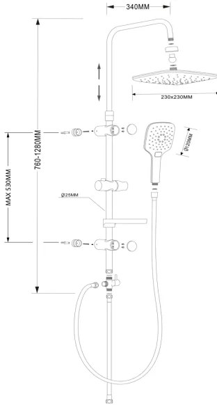 Aqualine - Set doccia KERA cromo lucido
