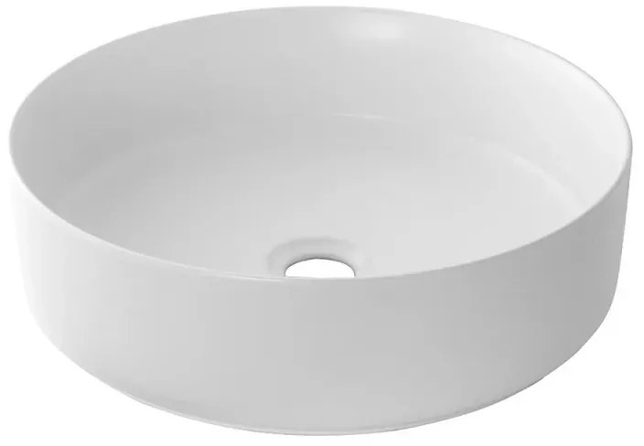 Lavandino da appoggio 40 cm design tondo in ceramica bianco opaco