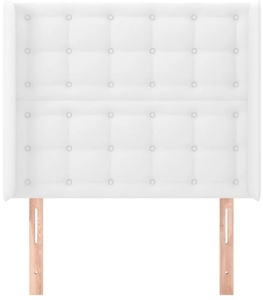 Testiera ad orecchio bianco 93x16x118/128 cm in similpelle