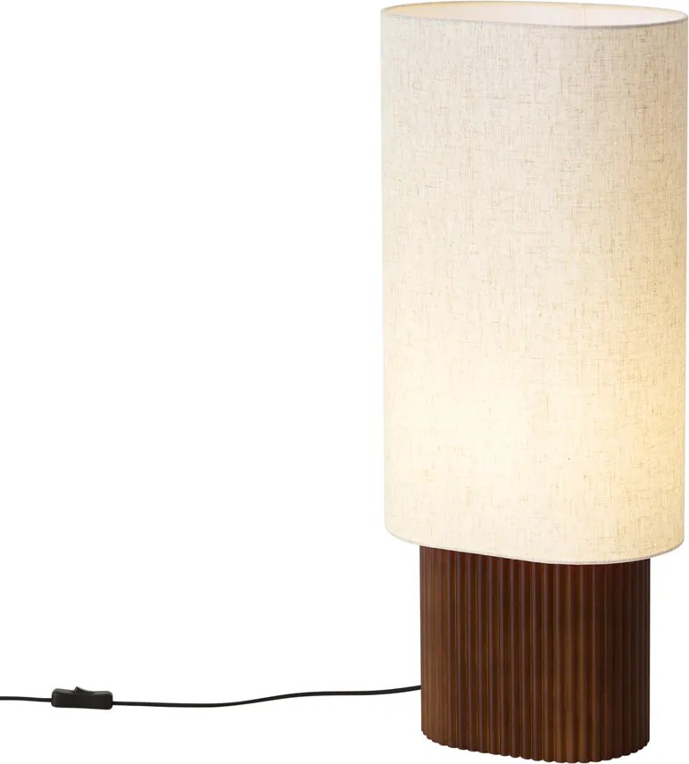 Lampada da terra Japandi in legno di noce con paralume in tessuto 70cm - Lamel
