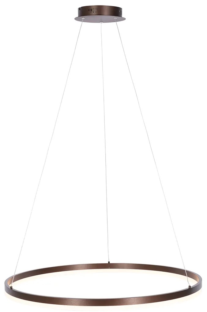 Lampada a sospensione in bronzo scuro 80 cm con LED dimmerabile a 3 livelli - Anello
