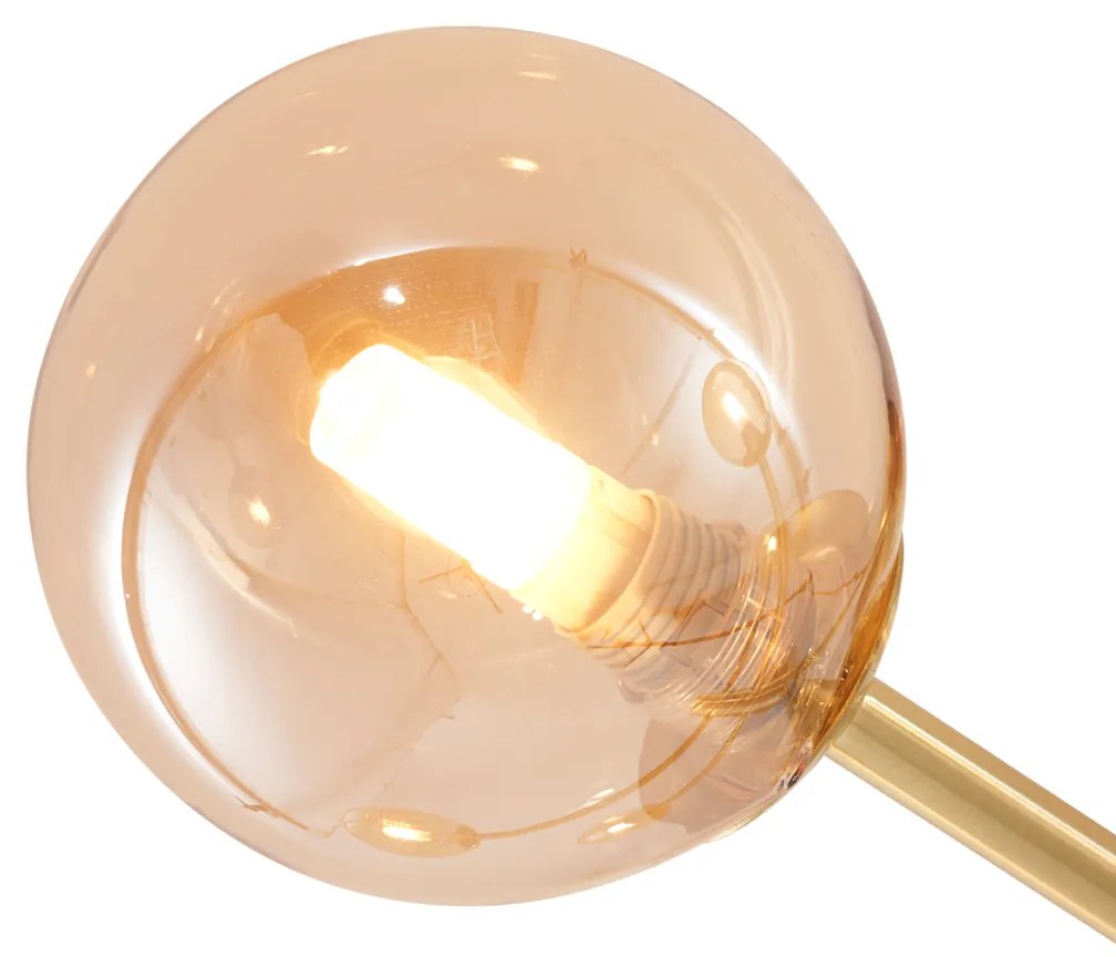 Plafoniera moderna ottone con vetro ambrato 6 luci - Ryan