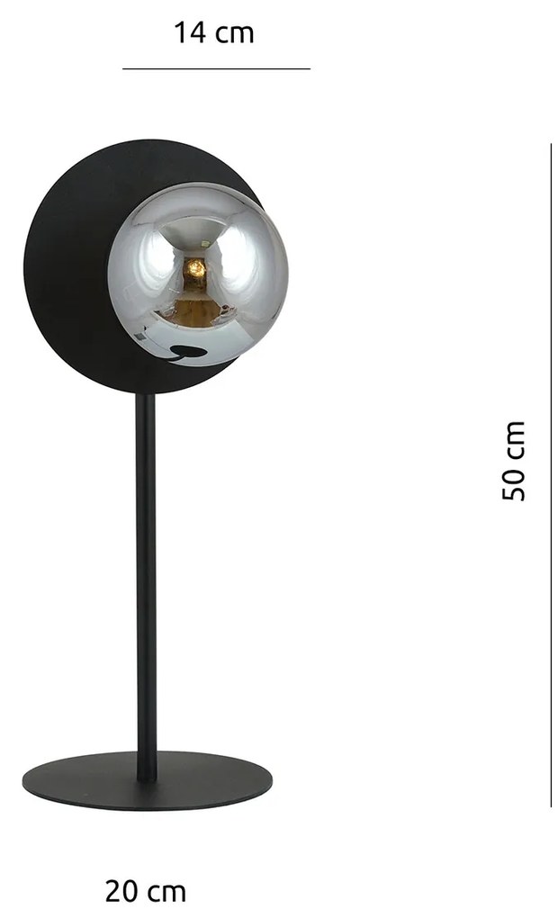 Lampada Da Tavolo Contemporanea Ippolita 1 Luce In Acciaio Nero E Vetro Fumè