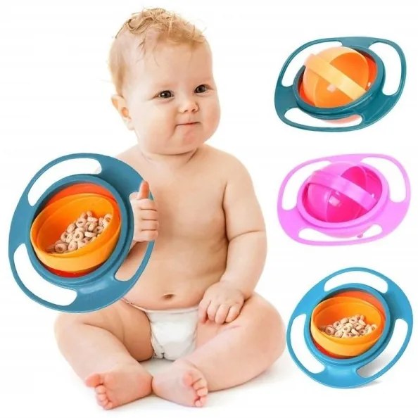 Trade Shop - Piatto 360° Giroscopio Ciotola Plastica Pranzo Cena Neonato A Prova Di Bambino