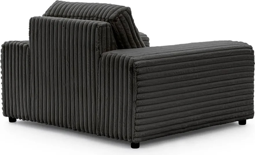 Poltrona grigio scuro con rivestimento in velluto a coste Justin – Ropez