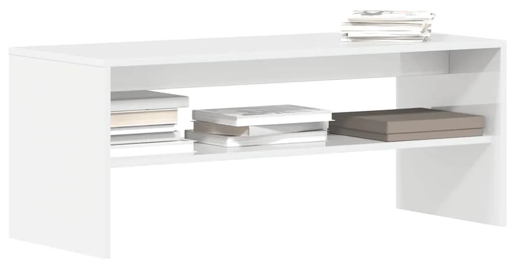 Mobile Porta Tv Bianco Lucido 100x40x40 Cm İn Legno Multistrato /
