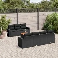 Set Divani da Giardino con Cuscini 8 pz Nero in Polyrattan 3224025