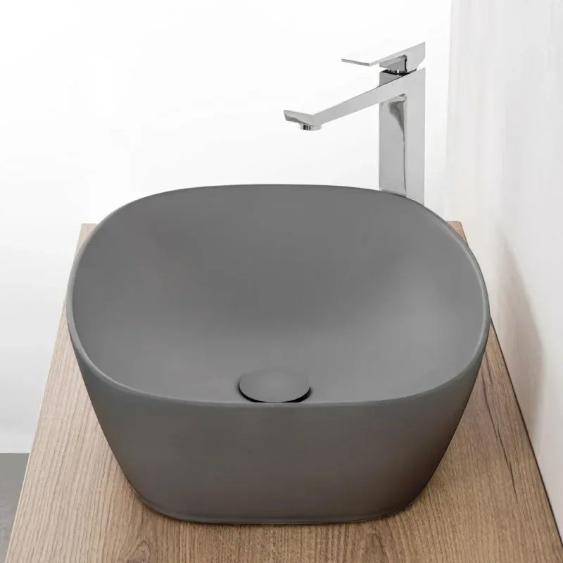 Lavandino da appoggio ovale 50x38 cm grigio scuro opaco Tokyo