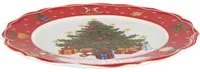 Sottopiatto Albero Natale bordo rosso porcellana 32,5 cm