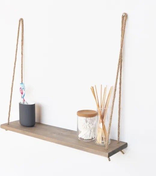 Mensola A Parete Stile Industrial In Corda E Abete Naturale Elis