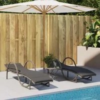 Lettini Prendisole 2 pz con Cuscini Grigio in Polyrattan 3277309