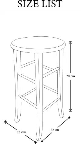 Sgabello TONDO in legno massello da h70 cm noce