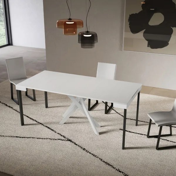 Consolle allungabile Libo Small Evolution - Bianco frassino telaio bianco 90x40/196 cm