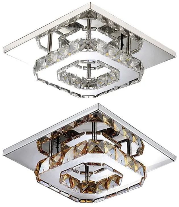 Lampada Da Soffitto Cristallo Plafoniere LED 24W Quadrato APP409-C APP410-C