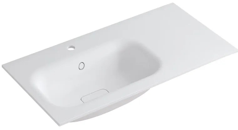 Lavabo a incasso rettangolare vasca a sinistra L 90.5 x H 15 x P 46 cm in resina bianco opaco