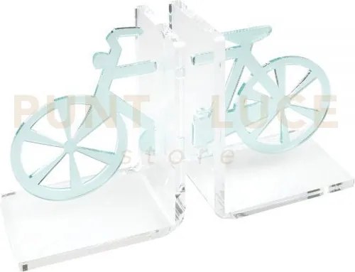 Reggilibro bicicletta  in cristallo acrilico trasparente e acquamarina
