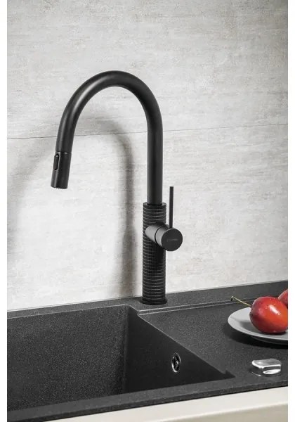 Sapho - Rubinetto lavello con doccetta estraibile FLAWO opaco nero