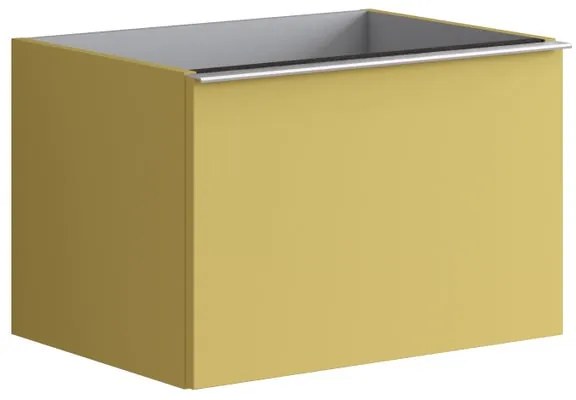 Mobile da bagno sotto lavabo Pixel plain giallo sole e maniglia alluminio brillante laccato opaco L 60 x H 40 x P 45.5 cm 1 cassetto, lavabo non incluso