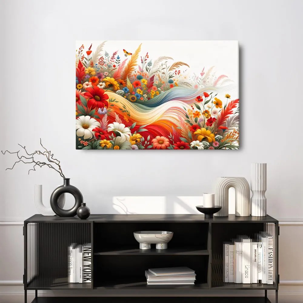 Quadro su tela – Prato colorato nel vento