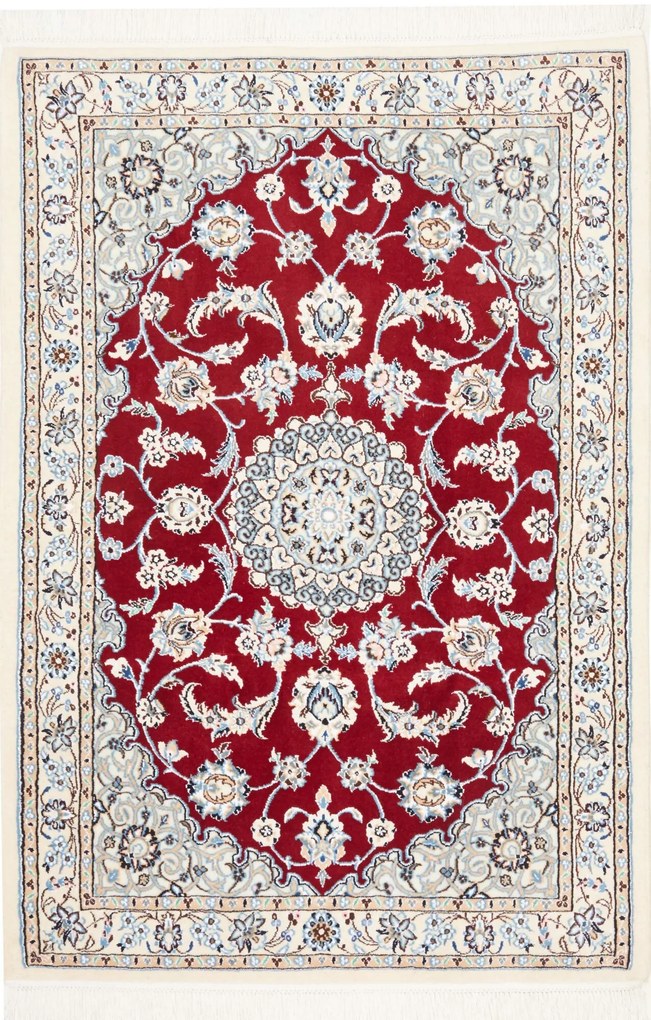 Nain Tappeto persiano 150x100 Rosso (Iran) Annodato A Mano