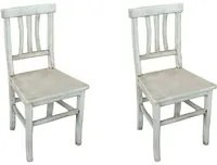 Set 2 sedie legno shabby bianco anticato seduta legno 43x45x91 - Mobili 2G