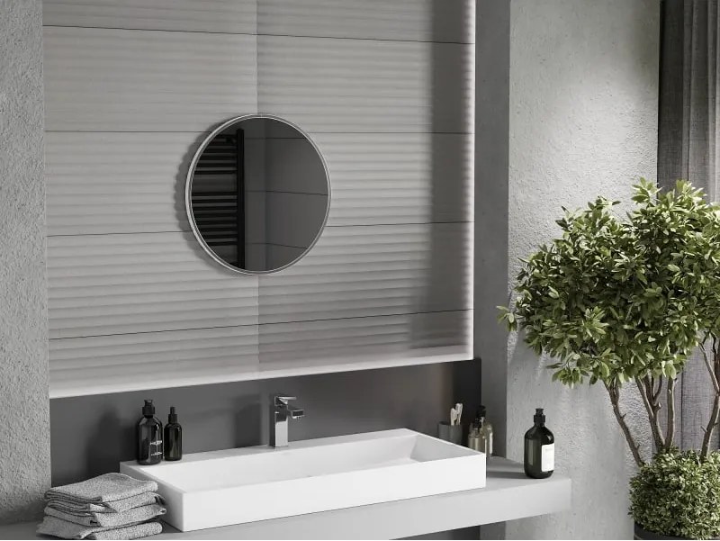 Mexen Loft specchio da bagno rotondo 50 cm, cornice inox - 9850-050-050-000-10