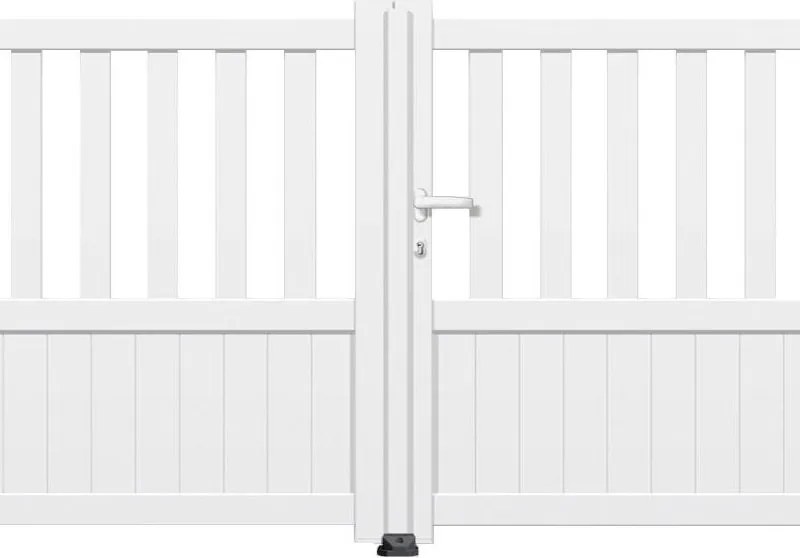 Cancello manuale a braccio articolato e a martinetto Zorn battente GARDENGATE in alluminio bianco, apertura a destra, L 300 x H 124.6 cm, serratura manuale