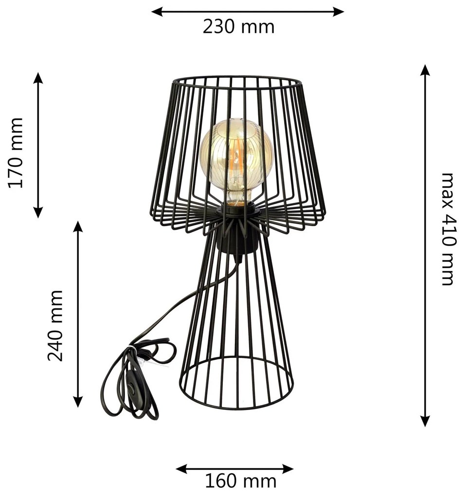 HELAM Lampada da tavolo Torri Mix, nero, metallo, 41 cm, E27