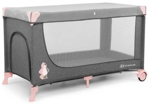KINDERKRAFT - Lettino da viaggio JOY grigio-rosa