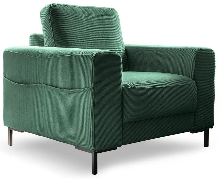 Poltrona in velluto a coste verde scuro Lofty Lilly - Miuform